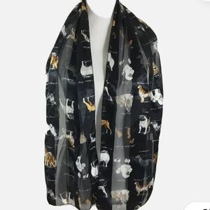 Silky Chiffon Dog Print Scarf